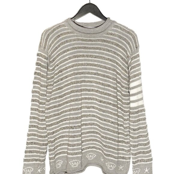 Thom Browne 4-Bar Grey Striped Nautical Theme Crewneck Sweater - Picture 1 of 8